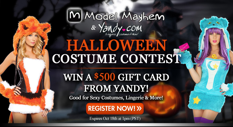 Model Mayhem & Yandy.com Halloween Contest. Yandy.com has all of the hottest sexy Halloween costumes for 2012. Over 2000 sexy adult costume ideas in stock, shipping from our warehouse almost as fast as you order it. When you need a costume you can count on Yandy to deliver!