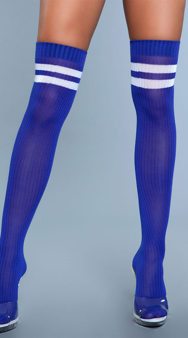 Going Pro Striped Thigh Highs Striped Athletic Socks Yandy