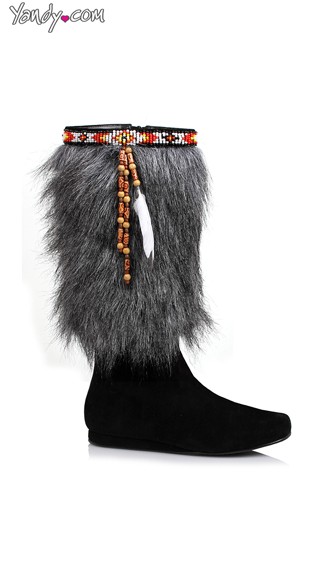 Faux Fur Boots, Esimo Costume Boots, 1\" Heel Boot