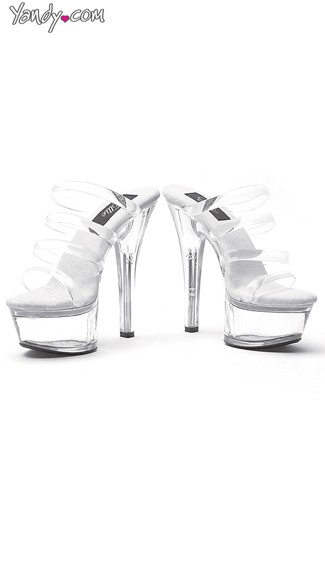 Multi-Strap Clear Platform Slide, Clear High Heel Shoes, Platform Heels