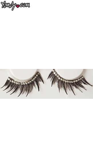 Black Eyelashes with Rhinestones