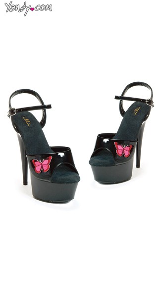 Black Platform Sandals with Butterfly, Butterfly Sandals