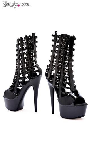 Open Toe Chain Link Boots, Open Boots, Cut Out Boots