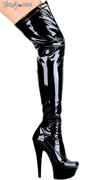 Pointed Stiletto Heel Thigh High Stretch Boots, Stretch Thigh High Boots - Yandy.com