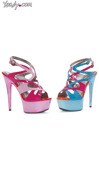 Strappy Metallic Color Block Sandals, Color Block Shoes
