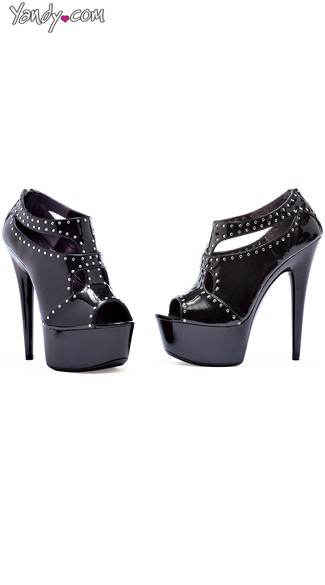 Black Platform Booties with Studs, Studded Platform Booties