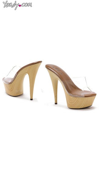 Faux Wood Slide On Mules, Fake Wood Shoes