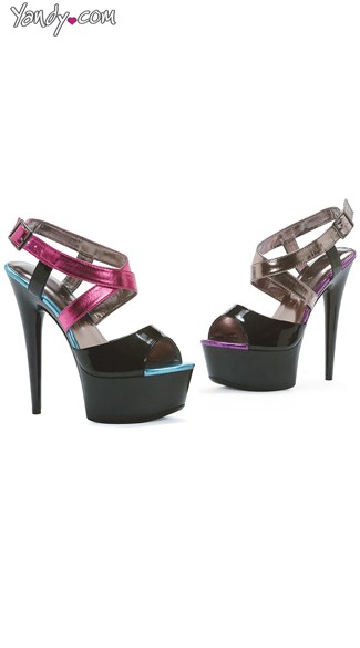 Platform Color Block Sandals, Metallic Sandals