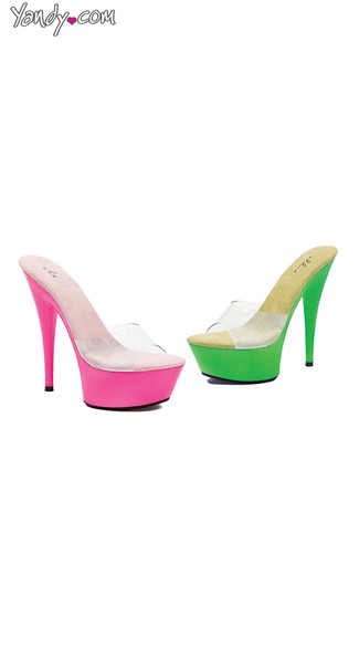 Neon Stiletto Platform Sandals, Neon Slide On Sandals
