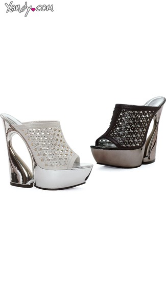 Lattice Mules with Curved Wedge Heel, Slide On Wedges