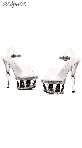 Ball Platform Sandals with Ankle Strap, Metallic Platform Shoes