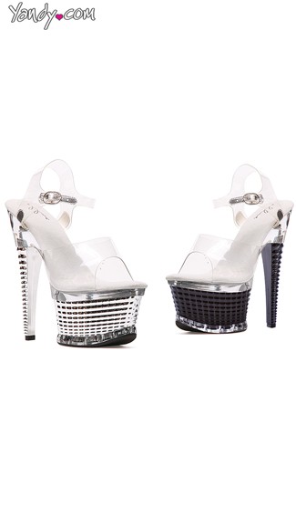 6\" Ankle Strap With Textured Platform, Patterned Platform Shoes