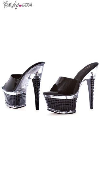 6\" Mule With Textured Platform, Slide On Sandals with Textured Bottom - Yandy.com