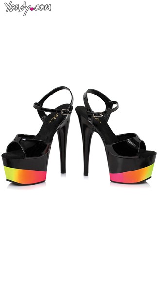 7 Inch Juliet Sandal With Rainbow Design, Rainbow Platforms