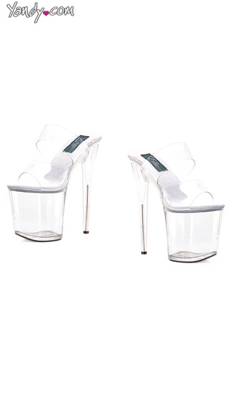 8\" Heel Slide Sandal, Clear Platform Sandals