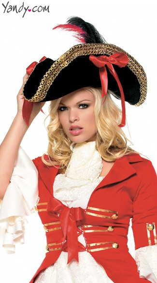 Pirate Hat With Thick Gold Trim, Costume Pirate Hat, Leg Avenue Pirate Hat