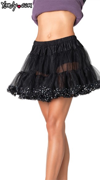 Petticoat With Sequin Trim, Sequin Petticoat for Halloween Costume