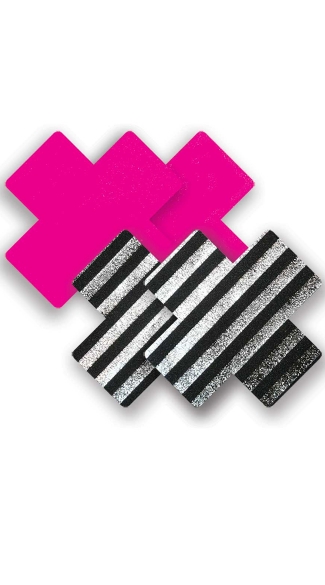 Sex Pistol Cross Pasties, Neon Cross Pasties, Striped Pasties