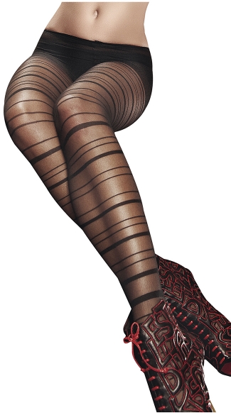 Sheer Horizontal Striped Pantyhose, Sheer Black Pantyhose with Stripes