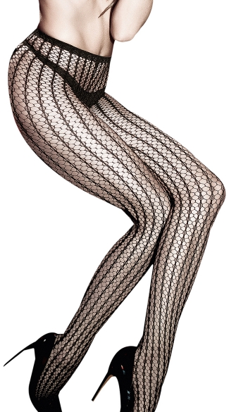 Black Wide Circle Net Pantyhose, Black Circle Net Tights