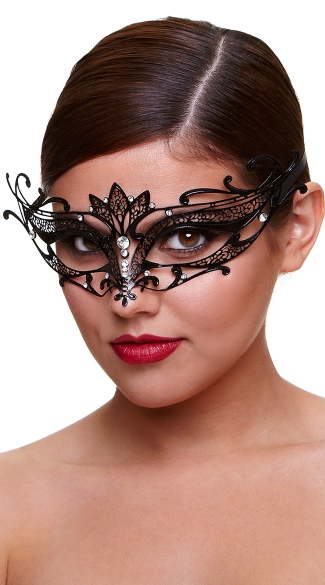 Masquerading Beauty Eye Mask, Black Eye Mask with Crystals, Sexy Black Eye Mask