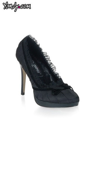 Black Satin Pumps with 4 1/2\" Stiletto Heel