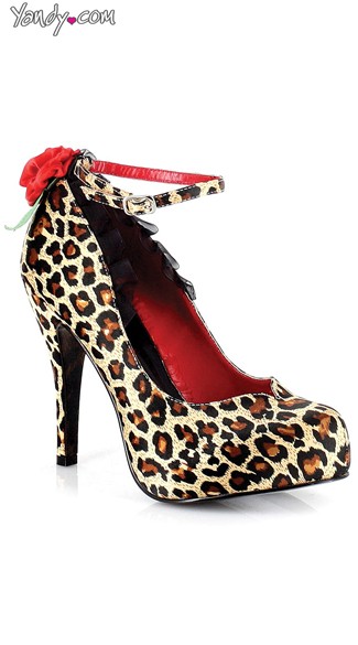 Sassy Leopard Pumps With Ankle Strap, Leopard Print Heels, Ankle Strap Shoes