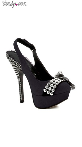 Houndstooth Slingback Heel, 5 Inch Heels, Slingback Pump