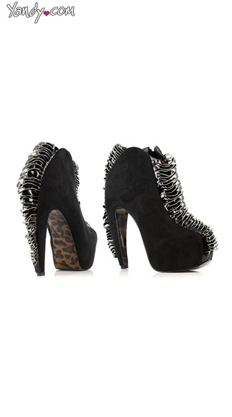 Silver Coil Trim Ankle Bootie, Platform Ankle Booties, Unique Shoes For Women