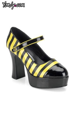 Bumble Bee Mary Janes with 4\" Heel