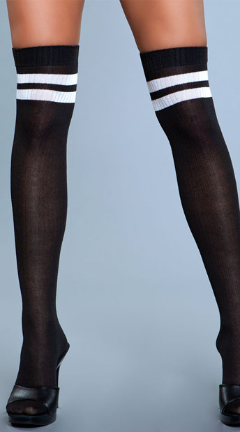 Going Pro Striped Thigh Highs Striped Athletic Socks Yandy