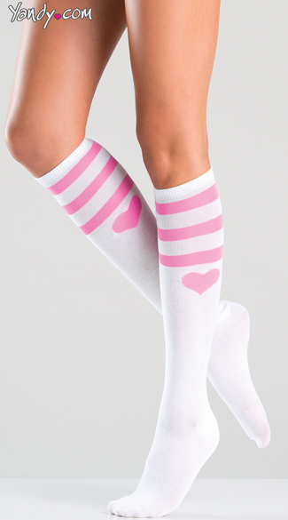 Pink Athletic Knee Highs Sexy Pink Knee Highs Striped Pink Socks