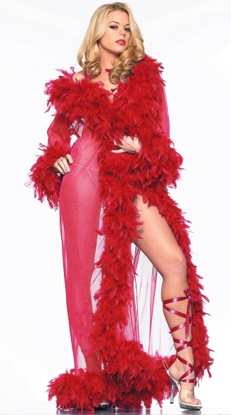 Deluxe Red Feather Robe, Red Robe with Feathers