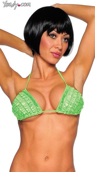 Ruffled Front Triangle Top, Ruffle Bikini Top, Sexy Bikini Top