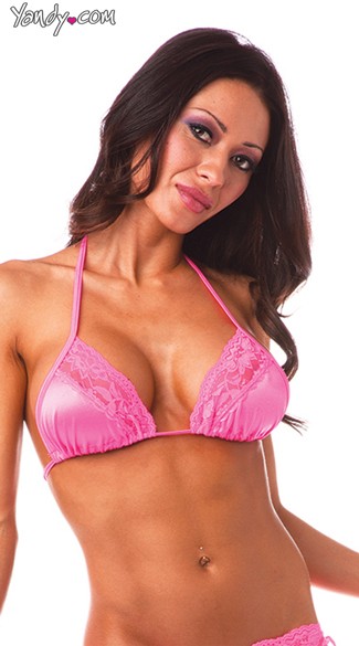 Lace Trimmed Tri Top, Triangle Top with Lace