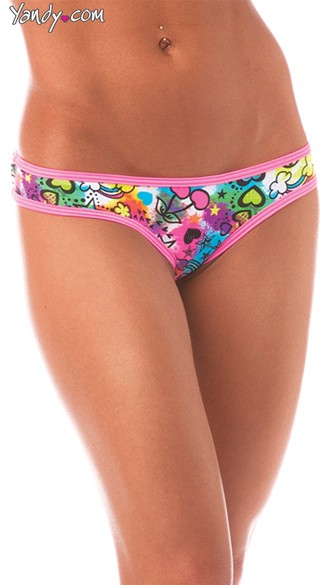 Scrunch Back Graffiti Panty, Neon Patterned Panty