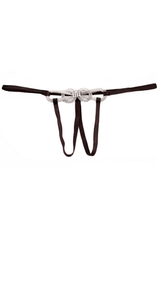 Crotchless G-String with Silver Infinity Chain Accent, G String For Women, Micro Panties