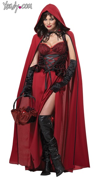 Dark Red Riding Hood Costume, Red Riding Hood Halloween Costume, Red Riding Hood Cape
