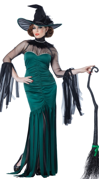 Beautiful Grand Sorceress Costume, Witch Costume, Green Witch Costume