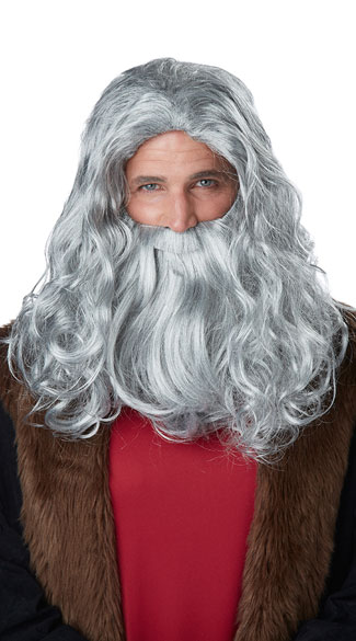 Renaissance Wig and Beard, Grey Wig and Beard, Renaissance Men\'s Wig
