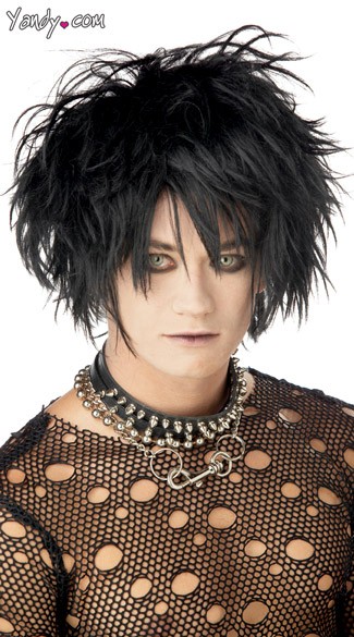 Midnight Fiend Wig, Mens Gothic Wig, Mens Vampire Wig