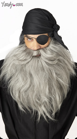 Grey Pirate Beard Moustache, Gray Pirate Costume Beard