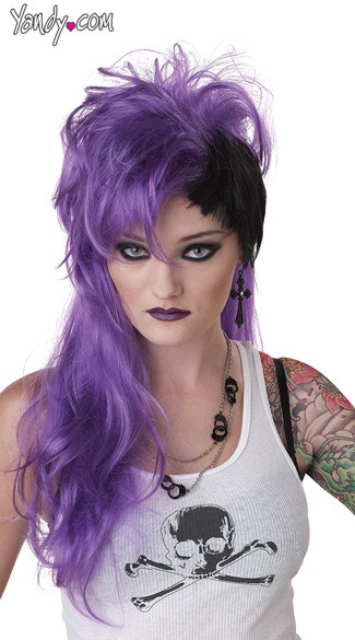 Smash Punk Purple Wig Purple And Black Wig Black And Purple Wigs Short Purple Wigs 