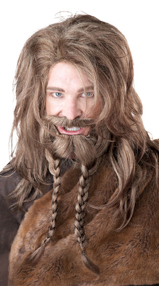 Brown Viking Wig and Beard, Brown Viking Wig, Brown Viking Beard