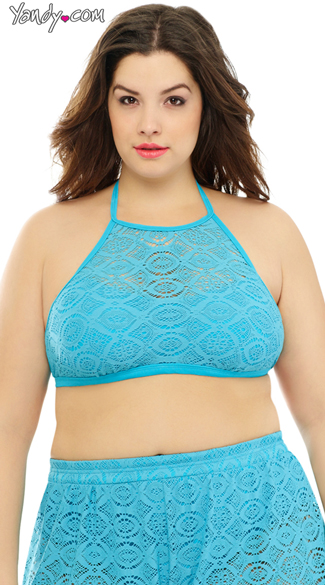 Plus Size High Neck Crochet Bikini Top, Plus Size Crochet Bikini Top, Plus Size Crochet Top[