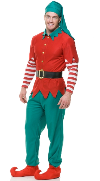 Men\'s Elf with Pants Costume, Men\'s Christmas Costume, Men\'s Holiday Costume