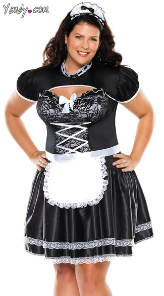 Plus Size Flirty French Maid Costume Frilly Maid Costume