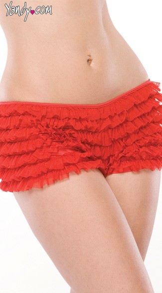 Plus Size Elegant Ruffle Shorts With Back Bow Detail, Plus Size Ruffled Panties