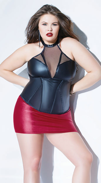 Plus Size Matte Shadows Bustier, plus size black vinyl bustier - Yandy.com