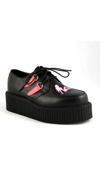 Mens 2\" Platform Creeper with Truckgirl Detail, Platform Creeper Shoes